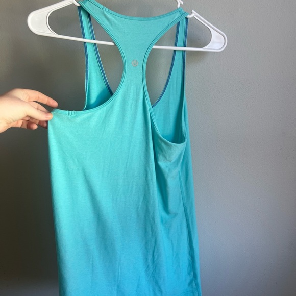 Lululemon razor back tank top. Size medium. Blue/teal color. Great condition! - Picture 2 of 3